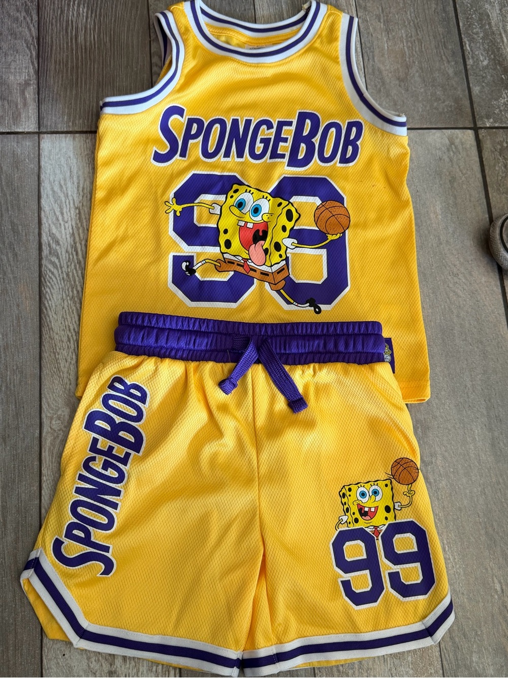 SpongeBob Yellow & Purple Basketball Tank and Shorts Set